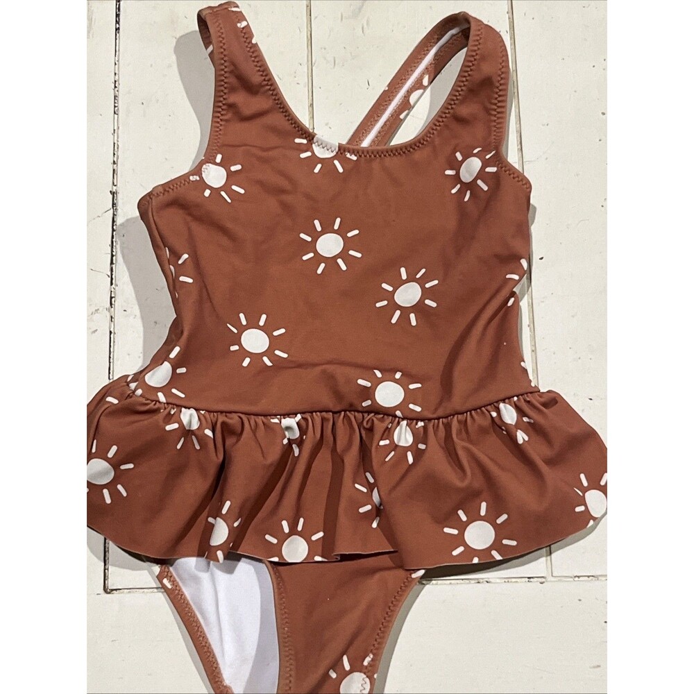Modern Moments Toddler 2T One-Piece Sun Print Brown Bathing Suit Swimsuit